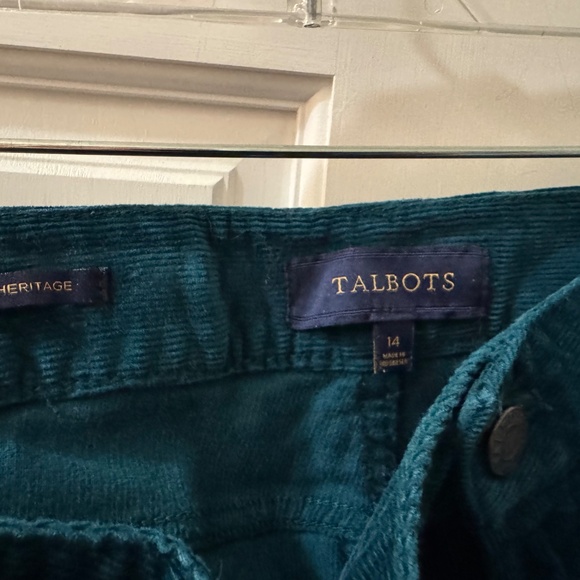 Talbots Heritage teal green corduroy straight leg pants size 14 - Picture 2 of 2
